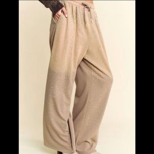 NWT Davi & Dani Crystal Embellished Wide Leg Pants - S & M